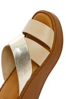 Women's Beige Thick Soled Leather Comfort Slippers | Derimod Women's Beige Thick Soled Leather Comfort Slippers | Derimod
