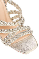 Women's Gold Leather Thick Heeled Sandals | Derimod Women's Gold Leather Thick Heeled Sandals | Derimod