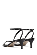 Women's Black Ankle Buckle Low Thin Heel Patent Leather Sandals | Derimod Women's Black Ankle Buckle Low Thin Heel Patent Leather Sandals | Derimod