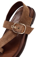 Women's Mink Suede Leather Flip Flop Sandals | Derimod Women's Mink Suede Leather Flip Flop Sandals | Derimod
