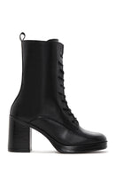 Women's Black Leather Heeled Boots | Derimod Women's Black Leather Heeled Boots | Derimod