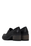 Women's Black Thick Heeled Leather Masculine Loafer | Derimod Women's Black Thick Heeled Leather Masculine Loafer | Derimod