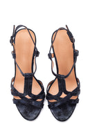 Women's Black Silvery Heeled Sandals | Derimod Women's Black Silvery Heeled Sandals | Derimod