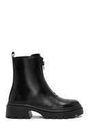 Women's Black Double Zipper Leather Boots | Derimod Women's Black Double Zipper Leather Boots | Derimod