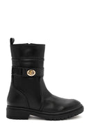 Women's Black Zippered Leather Boots | Derimod Women's Black Zippered Leather Boots | Derimod
