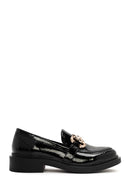 Kadın Siyah Toka Detaylı Rugan Maskülen Loafer | Derimod Kadın Siyah Toka Detaylı Rugan Maskülen Loafer | Derimod