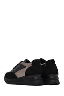 Woman Black Lace-up Wedge Heel Leather Sneaker | Derimod Woman Black Lace-up Wedge Heel Leather Sneaker | Derimod