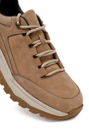 Men's Beige Lace-Up Thick-Soled Nubuck Leather Casual Sneaker | Derimod Men's Beige Lace-Up Thick-Soled Nubuck Leather Casual Sneaker | Derimod