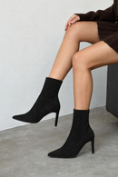 Woman Black Stretch Stiletto Heel Boots | Derimod Woman Black Stretch Stiletto Heel Boots | Derimod