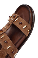 Women's Mink Stone Suede Leather Sandals | Derimod Women's Mink Stone Suede Leather Sandals | Derimod