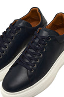 Erkek Lacivert Bağcıklı Kalın Tabanlı Deri Sneaker | Derimod Erkek Lacivert Bağcıklı Kalın Tabanlı Deri Sneaker | Derimod
