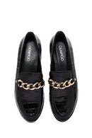 Kadın Siyah Deri Tokalı Kroko Klasik Loafer | Derimod Kadın Siyah Deri Tokalı Kroko Klasik Loafer | Derimod
