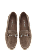 Kadın Vizon Dolgu Topuklu Süet Deri Comfort Loafer | Derimod Kadın Vizon Dolgu Topuklu Süet Deri Comfort Loafer | Derimod