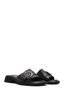 Women's Black Buckle Leather Slippers | Derimod Women's Black Buckle Leather Slippers | Derimod