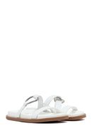 Woman White Stone Slippers | Derimod Woman White Stone Slippers | Derimod