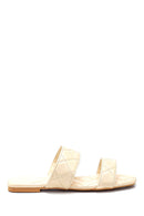 Women's Beige Quilted Flat Slippers | Derimod Women's Beige Quilted Flat Slippers | Derimod
