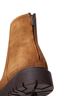 Men's Tan Suede Leather Zippered Boots | Derimod Men's Tan Suede Leather Zippered Boots | Derimod