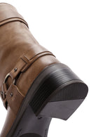 Women's Brown Leather Buckle Boots | Derimod Women's Brown Leather Buckle Boots | Derimod