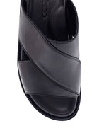 Men's Black Leather Slippers | Derimod Men's Black Leather Slippers | Derimod