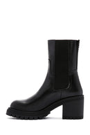 Women's Black Leather Heeled Chelsea Boots | Derimod Women's Black Leather Heeled Chelsea Boots | Derimod