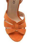 Women's Suede Leather Heeled Sandals | Derimod Women's Suede Leather Heeled Sandals | Derimod