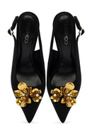 Women's Black Accessory Detailed Open Back Thin Heeled Shoes | Derimod Women's Black Accessory Detailed Open Back Thin Heeled Shoes | Derimod