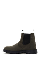 Men's Khaki Nubuck Leather Casual Chelsea Boots | Derimod Men's Khaki Nubuck Leather Casual Chelsea Boots | Derimod