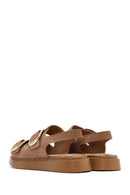 Women's Powder Thick Soled Buckled Suede Leather Comfort Sandals | Derimod Women's Powder Thick Soled Buckled Suede Leather Comfort Sandals | Derimod