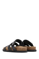 Women's Black Strappy Leather Slippers | Derimod Women's Black Strappy Leather Slippers | Derimod