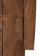 Pamela Women's Brown Suede Leather Coat | Derimod Pamela Women's Brown Suede Leather Coat | Derimod