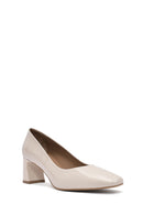 Women's Beige Low Heel Patent Leather Stiletto | Derimod Women's Beige Low Heel Patent Leather Stiletto | Derimod