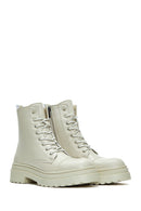 Women's Beige Zippered Boots | Derimod Women's Beige Zippered Boots | Derimod