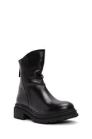 Women's Black Back Zipper Leather Boots | Derimod Women's Black Back Zipper Leather Boots | Derimod