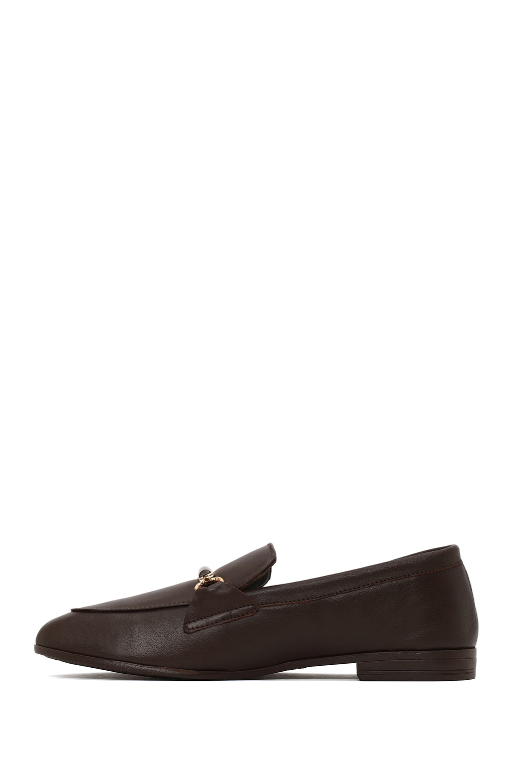 Kadın Kahverengi Toka Detaylı Deri Maskülen Loafer
