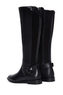 Women's Black Leather Buckle Zippered Boots | Derimod Women's Black Leather Buckle Zippered Boots | Derimod
