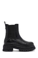 Woman Black Thick Sole Leather Chelsea Boots | Derimod Woman Black Thick Sole Leather Chelsea Boots | Derimod