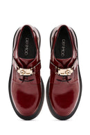 Women's Burgundy Lace-Up Leather Masculine Shoes | Derimod Women's Burgundy Lace-Up Leather Masculine Shoes | Derimod