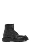 Men's Black Lace-Up Leather Combat Boots | Derimod Men's Black Lace-Up Leather Combat Boots | Derimod