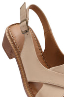 Women's Beige Ankle Buckle Low Heel Leather Sandals | Derimod Women's Beige Ankle Buckle Low Heel Leather Sandals | Derimod
