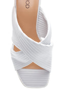 Women's White Leather Heeled Slippers | Derimod Women's White Leather Heeled Slippers | Derimod