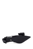Women's Black Bow Back Open Thin Heeled Shoes | Derimod Women's Black Bow Back Open Thin Heeled Shoes | Derimod