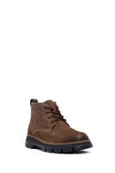 Men's Brown Lace-up Nubuck Leather Casual Boot | Derimod Men's Brown Lace-up Nubuck Leather Casual Boot | Derimod