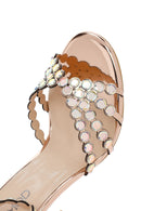 Women's Gold Stone High Thin Heel Sandals | Derimod Women's Gold Stone High Thin Heel Sandals | Derimod