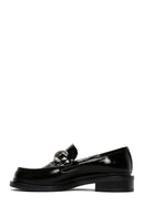 Women's Black Chain Detailed Leather Masculine Loafer | Derimod Women's Black Chain Detailed Leather Masculine Loafer | Derimod