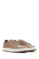 Men's Beige Lace-Up Nubuck Leather Sneaker | Derimod Men's Beige Lace-Up Nubuck Leather Sneaker | Derimod