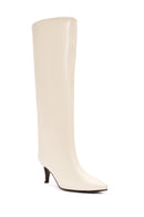 Women's Cream Thin Heel Leather Boots | Derimod Women's Cream Thin Heel Leather Boots | Derimod