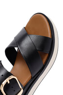 Women's Black Ankle Buckle Thick Soled Leather Sandals | Derimod Women's Black Ankle Buckle Thick Soled Leather Sandals | Derimod
