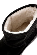Women's Black Suede Leather Teddy Boots | Derimod Women's Black Suede Leather Teddy Boots | Derimod