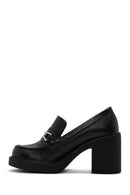 Women's Black Chunky Heel Loafers | Derimod Women's Black Chunky Heel Loafers | Derimod