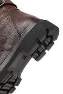 Women's Brown Lace-Up Zipper Leather Ankle Boots | Derimod Women's Brown Lace-Up Zipper Leather Ankle Boots | Derimod